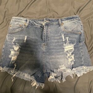 Almost Famous Blue Distressed Jean Shorts